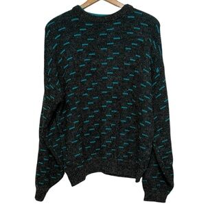 Vintage Men's Crewneck Sweater Size Medium Gray Blue Knit Pullover Retro Permit